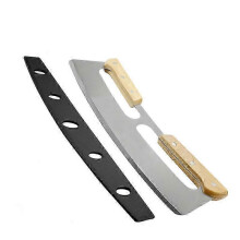 Pizzasnijder, 35 cm roestvrijstalen pizzasnijder met houten handvat, professionele pizzasnijder met massief houten handvat