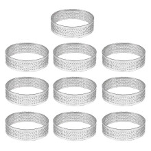 10 Stück nahtlose, 5 cm runde, perkompatible, wärmebehandelte Edelstahl Kuchenringe mit Löchern
