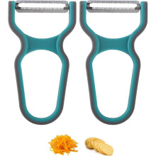 Lot de 2 éplucheurs, ustensiles de cuisine, couteau éplucheur multifonctionnel, éplucheur à melon en plastique (vert)