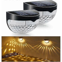 2pcs Solar Fence Post Lights, Wall Mounted Decorative Solar Deck Lights, Warm Color Waterproof Outdoor Lights compatible with Patio, Garden, Stairs