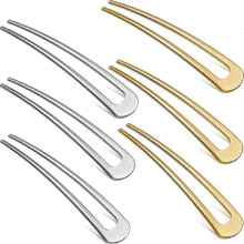 6-pack Metal U-shaped Hairpins Single Hairpin compatible withk-bar French Hairpin Bun Hairpin 2 Hair Accessories Hairpins (Gold, Silver)