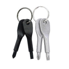 Screwdriver - 4 Pieces Stainless Steel Flat Head Screwdriver with Key Ring Mini Screwdriver Multi-Function Outdoor Tool Set