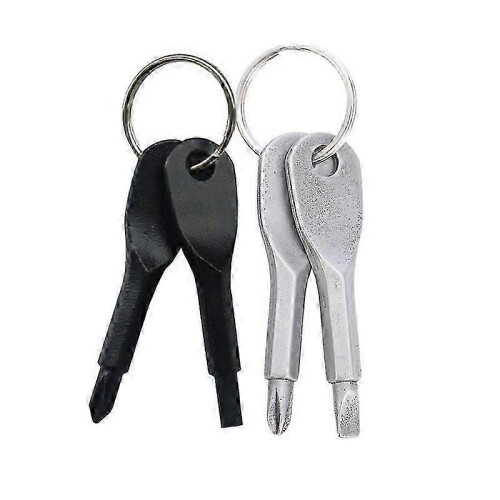 Screwdriver - 4 Pieces Stainless Steel Flat Head Screwdriver with Key Ring Mini Screwdriver Multi-Function Outdoor Tool Set