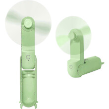 Groene draagbare ventilator, USB-ventilator, miniventilator, handventilator op batterijen, tafelventilator met mobiele stroomvoorziening