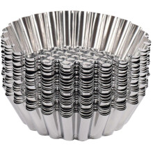 20PCS Stainless Steel Egg Tart Mold Round Shape Fluted Design Cupcake Baking Molds Reusable Metal M