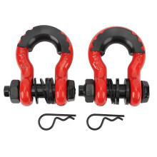 2PCS 3/4 Inch D Ring Shackles with 7/8in Pin and Washer 5952lbs Break Strength compatible with Tow Strap Winch Off Road Vehicle Recovery Red