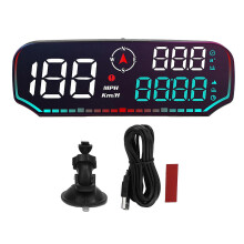 5 Inch Car HUD Display USB Powered Digital Speedometer with Over Speed Alarm Fatigued Driving Alert compatible with All Vehicle