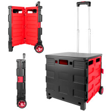 Heavy Duty Folding Trolley Box Cart, 35L Capacity Shopping Crate on Wheels, Collapsible Boot Cart with Handle, Folds Flat for Home, Office, Warehouse