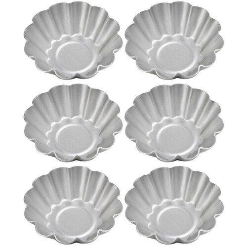 6pcs Flower Shape Egg Tart Molds Reusable Non-stick Cupcake Muffin Baking Molds
