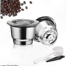 Cápsulas de café reutilizables de acero inoxidable compatibles con máquinas de espresso.