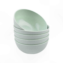 Set van 5 duurzame plastic kommen, 510 ml (18 oz) herbruikbare salade en pastakommen, ideaal voor ontbijtgranen, rijst, noedels en soep (groen)