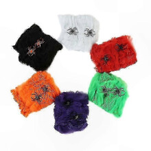 Spinnennetz Dekorationsset, 6 teiliges Set aus künstlichen Spinnen aus Watte, geeignet für Halloween Bastelarbeiten und Partydekorationen