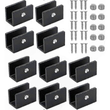 10 Pack Glass Shelf Brackets compatible with 8-10mm Glass Panels, Adjustable Railing Clamps