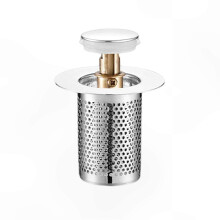 Bouchon d'évier en laiton durable avec récupérateur de cheveux, compatible avec une utilisation en salle de bain.