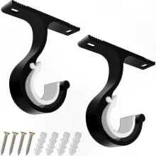 Black Aluminum Alloy Curtain Rod Brackets compatible with 25-28mm Poles (Set of 2)