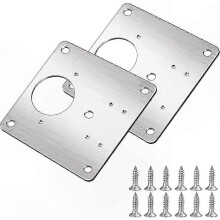 2-Pack Hinge Repair Plates with Pre-Drilled Holes, Durable Stainless Steel Fixing Kit compatible with Wooden Furniture, Includes 12 Screws