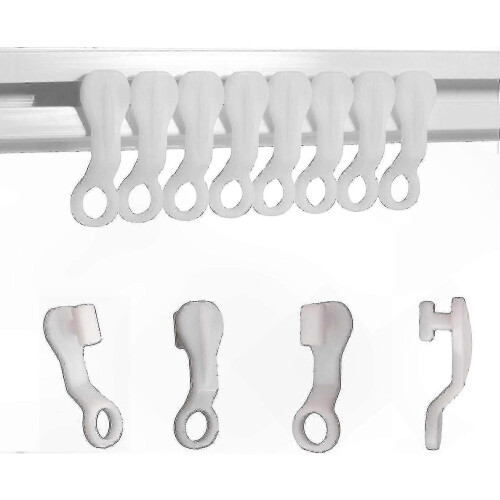 White Curtain Glider Hooks - 50 Pack compatible with Smooth Operation