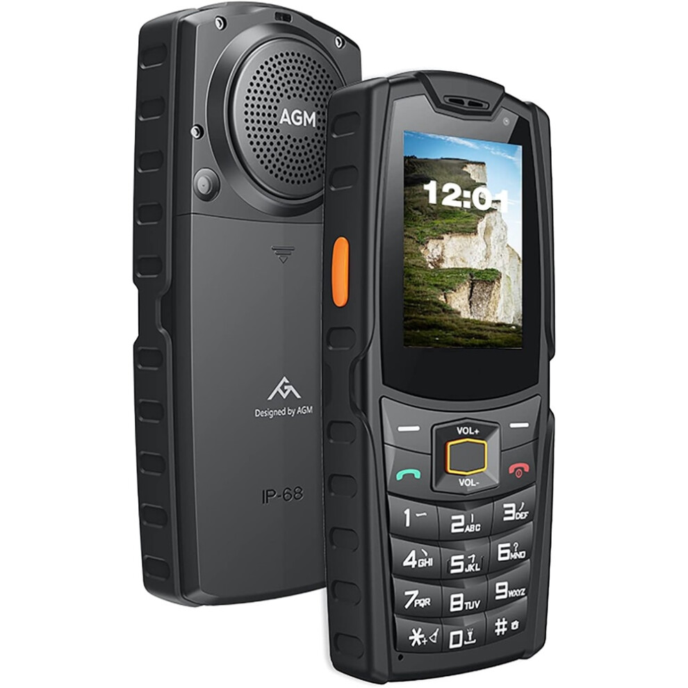 Agm (Black) M7 Unbreakable Portable Telephone, Senior 4G Mobile Phone, 2500 Mah Battery, 2Gb + 16Gb- Black