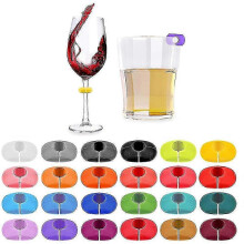 24 stuks wijnglasbedeltjes/etiketten, siliconen wijnglasmarkeringen, geschikt voor martini-, cocktail- en champagneglazen.