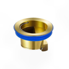 Núcleo de desagüe de piso de cobre con sistema antirretorno, compatible con uso en cocinas y baños.