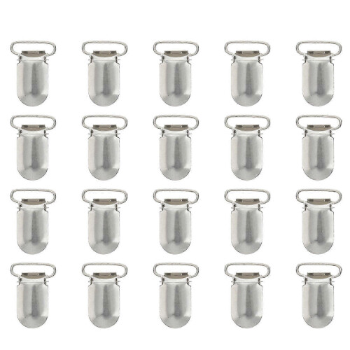 20pcs 20mm Staples Pacifier Clip with Strap Hooks Suspenders