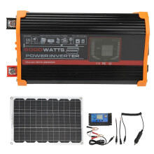 Zonne-omvormersysteem 500W, gemodificeerde golfomvormer, 18W 18V zonnepaneel, 30A 12V 24V zonnecontrollerkit, zwart, 12V tot 110V