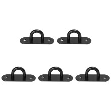 5 PCS Stainless Steel Eye Plate Ceiling Hook Pad Eye Plate Reincompatible withced Load Bearing Door Fixing Buckle Oval Black 9mm/0.35in