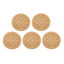 5 salvamanteles de bambú para ollas y sartenes, resistentes al calor, compatibles con platos calientes, ollas, cuencos y teteras redondas de 18 cm.