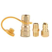 Conectores rápidos de gas propano de 3/8 pulg., adaptadores de gas propano de latón con válvula de cierre.