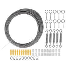Kit de cables para ganchos colgantes exteriores de acero inoxidable 304 con bujes de cuerda, compatible con barandillas de luces tipo guirnalda.