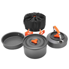 Pot with Tableware Combination AntiSlip Non Stick Coating Easy to Clean Camping Cookware Set
