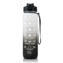 1L Motivational Water Bottle with Straw and Time Marker Leakproof Flip Top Sports Bottle compatible with Fitness Gym Workout Running Cycle