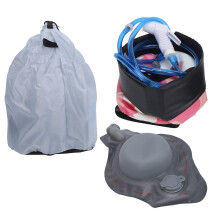 Bolsa de ducha de camping de PVC, portátil y plegable, 10 L, impermeable, para exteriores, ideal para viajes y senderismo. Color: camuflaje rosa.