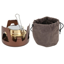 Réchaud de pique-nique portable, mini brûleur à alcool, compatible avec le camping, la randonnée et le trekking en extérieur (marron)