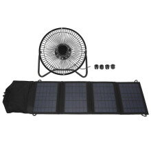 Tragbarer, solarbetriebener Ventilator, 14 W, 8 Zoll, Dual-USB-Ladefunktion, Handy-Ventilator, kompatibel mit Outdoor-Picknicks