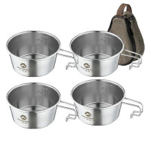 Sierra Bowl van roestvrij staal voor buiten, 450 ml, picknickservies, draagbaar barbecue-, wandel- en kampeerbeker, picknickkookgerei met opbergtas.
