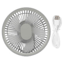 2-in-1-LED-Ventilator mit Nachtlichtfunktion, tragbar, USB-Ladefunktion, kompatibel mit Zuhause, Auto, Büro, Schreibtisch, Camping und Reisen, Grau