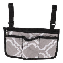 Rollstuhl-Seitenaufhängetasche mit mehreren Fächern, Armlehnentasche, Rollstuhl-Armlehnenzubehör mit reflektierenden Streifen, graues Muster