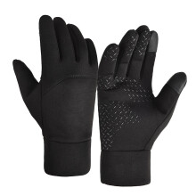 Winterhandschoenen voor heren met touchscreen, winddicht, waterdicht en geborsteld, geschikt voor buitensporten en skiën, zwart, maat L