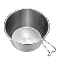 Bol de camping portable en acier inoxydable de 500 ml avec poignée, à large ouverture, idéal pour le camping, les pique-niques et la randonnée.