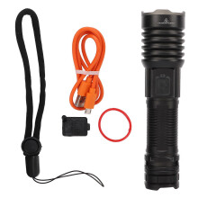 LED-Taschenlampe mit USB-Ladefunktion, IPX4 wasserdicht, Aluminiumlegierung, intelligentes Digitaldisplay, superhelle Camping-Taschenlampe