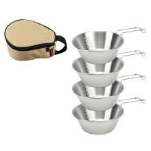 4Pcs Camping Bowls 300ml Stainless Steel Foldable Handle Widely Used Stainless Steel Bowls compatible with Camping Hiking Outdoor