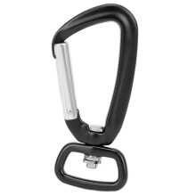 Mosquetón giratorio de aleación de aluminio con base cuadrada y anilla en D, compatible con correas para perros y cometas de exterior (negro).