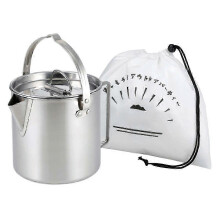 Casserole de camping portable en acier inoxydable, idéale pour le camping, la randonnée et le trekking.