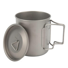 Camping-Kaffeebecher mit faltbarem Griff, tragbar, ergonomisches Design, Aluminiumlegierung, großes Fassungsvermögen, Outdoor-Kochbecher