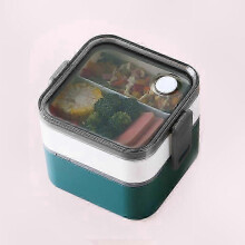 Doppelwandige, isolierte Lunchbox, tragbare, mikrowellengeeignete Bento-Box, kompatibel mit Büro und Schule