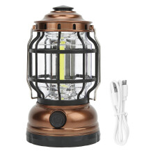 Vintage COB Camping Lantern USB Charging Waterproof Portable Handle Retro Portable Camping Lantern compatible with Outdoor Emergency Bronze