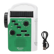 Radio AM/FM con linterna LED, alerta, alimentación solar, manivela, radio compatible con emergencias al aire libre (verde).