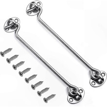 Pestillo de gancho y argolla resistente de 25 cm, pestillos de acero inoxidable para puertas, ventanas y armarios, color gris y blanco (paquete de 2).