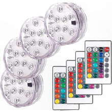 RGB Multicolor LED Lights Set of 4 Waterproof Submersible Decorative Lamps with Remote Control compatible with Aquarium Bath Landscape Lighting
